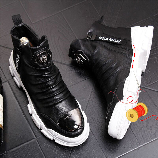 Chaussures bottines hommes en cuir véritable mode luxe  / bottes de neige Super qualité / chaussures de designer 5 # 20 / 10D50 - kadopascher.com