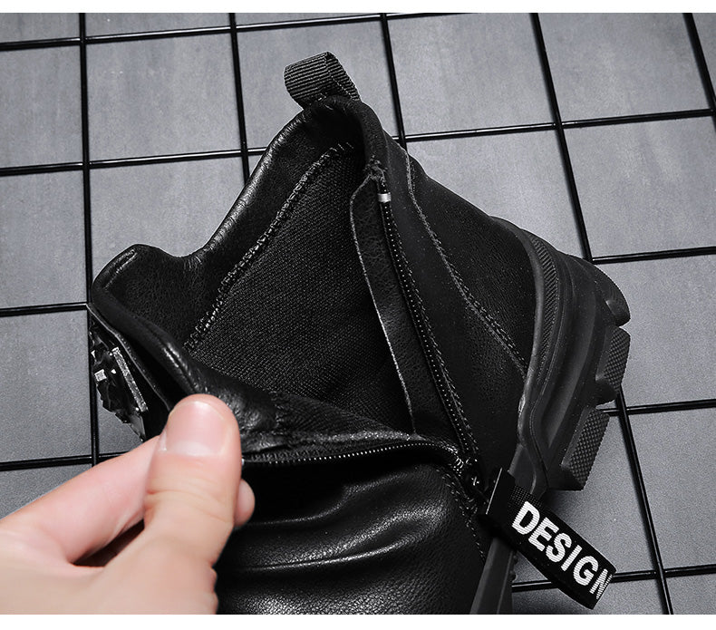 Chaussures bottines hommes en cuir véritable mode luxe  / bottes de neige Super qualité / chaussures de designer 5 # 20 / 10D50 - kadopascher.com