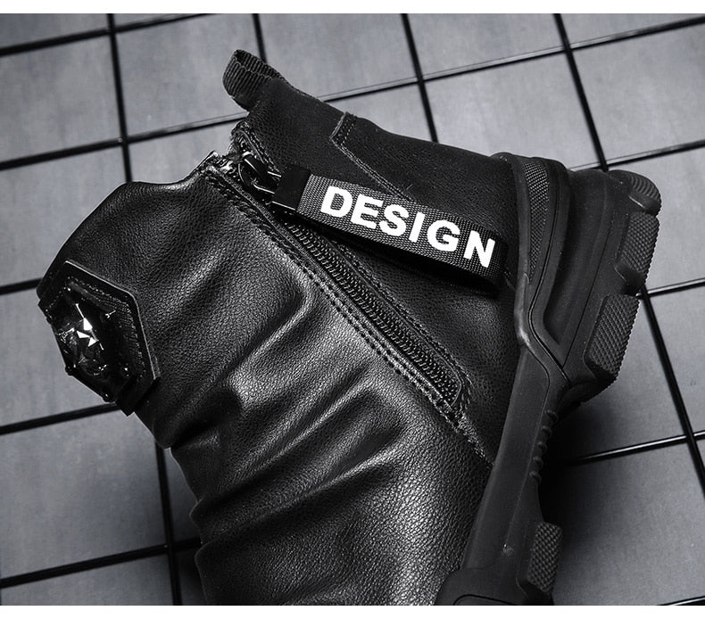 Chaussures bottines hommes en cuir véritable mode luxe  / bottes de neige Super qualité / chaussures de designer 5 # 20 / 10D50 - kadopascher.com