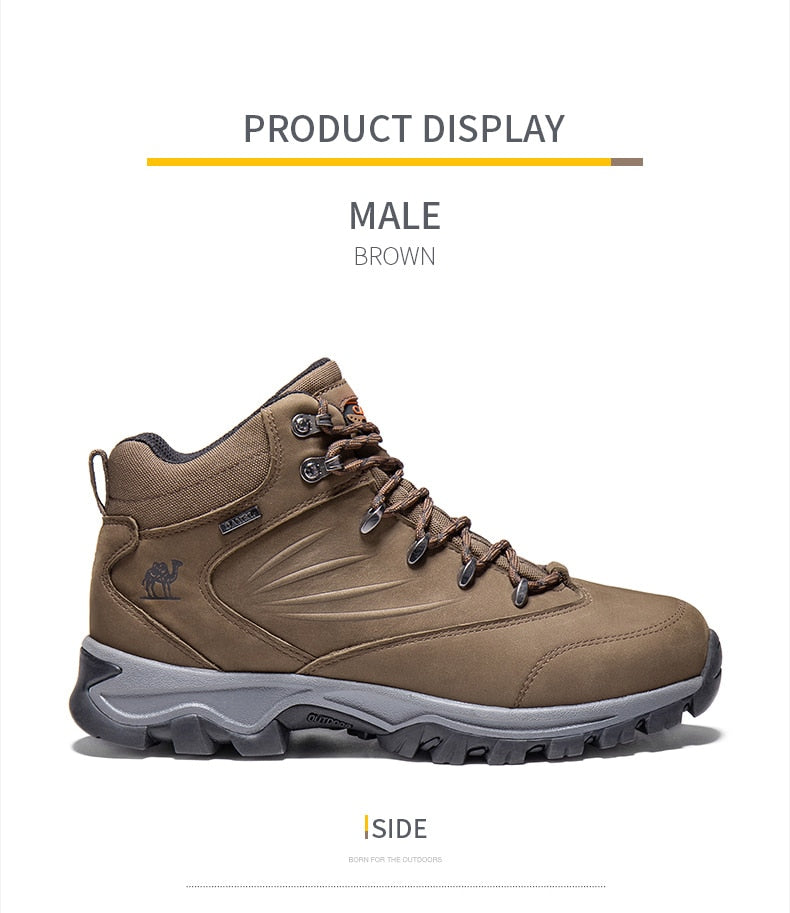 CAMEL Outdoor Sports High-Top Chaussures de randonnée en cuir pour hommes Imperméable Antidérapant Respirant Bottes de trekking d'escalade - kadopascher.com