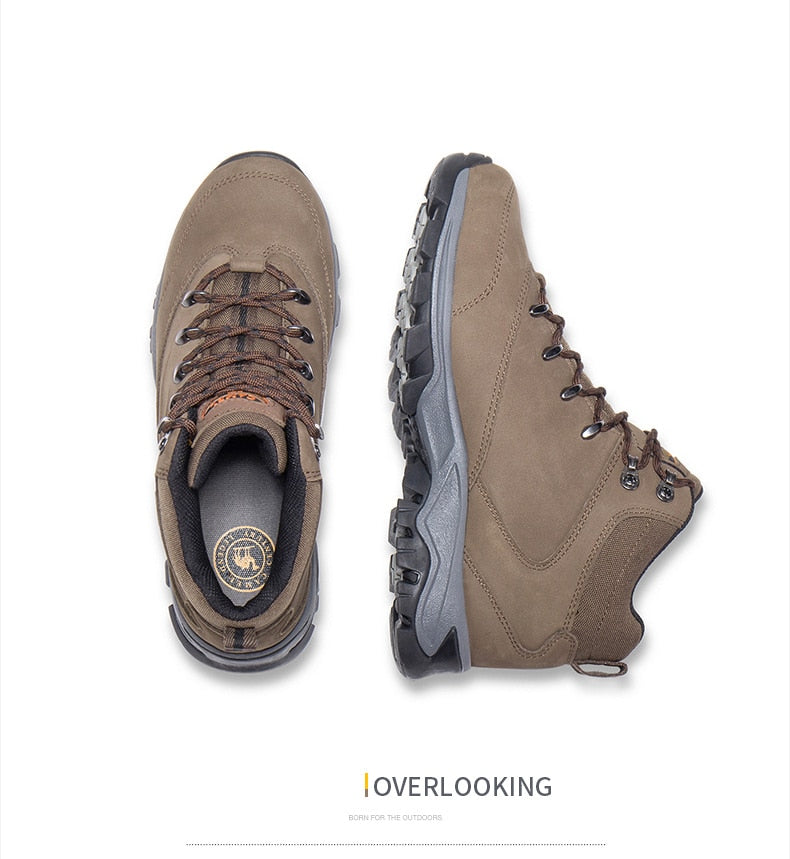 CAMEL Outdoor Sports High-Top Chaussures de randonnée en cuir pour hommes Imperméable Antidérapant Respirant Bottes de trekking d'escalade - kadopascher.com