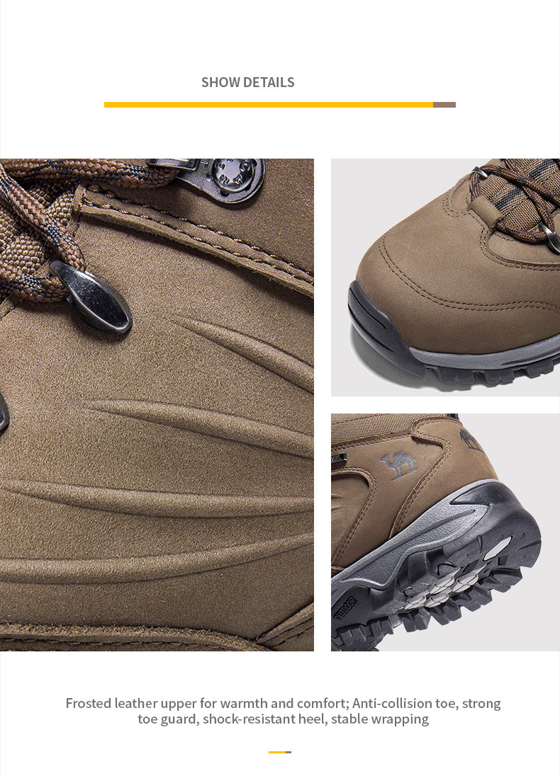 CAMEL Outdoor Sports High-Top Chaussures de randonnée en cuir pour hommes Imperméable Antidérapant Respirant Bottes de trekking d'escalade - kadopascher.com