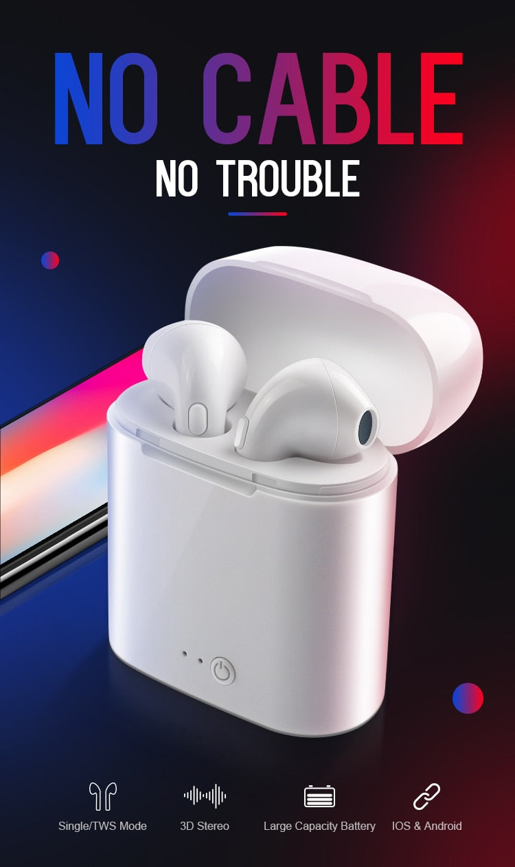 i7s TWS Wireless Earphone 3D Bluetooth5.0 Headphones Android Headset For Iphone 7 8 plus x xr Xiaomi Mi 9T + Charging Box Sport - kadopascher.com