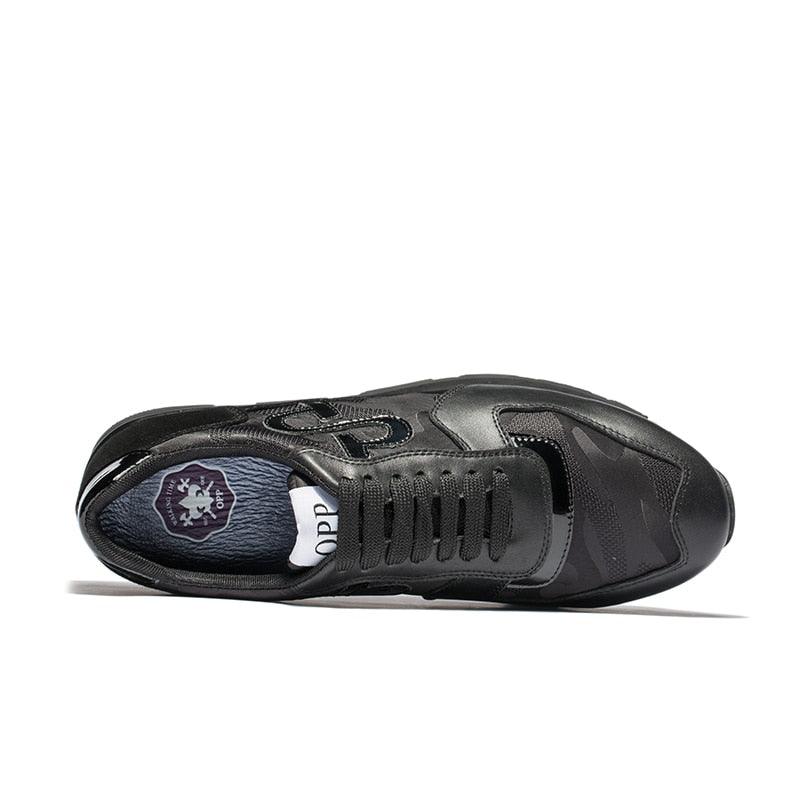 OPP Hommes Chaussures Grande Taille Chaussures de Sport De Mode Hommes Camouflage Chaussures À Lacets Casual Confortable Véritable Sneaker En Cuir - kadopascher.com