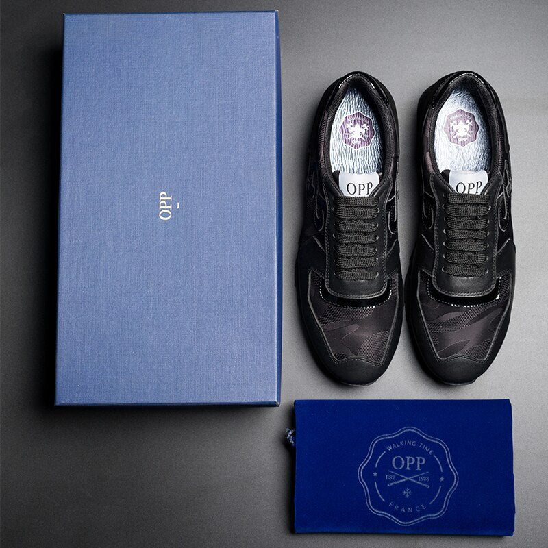 OPP Hommes Chaussures Grande Taille Chaussures de Sport De Mode Hommes Camouflage Chaussures À Lacets Casual Confortable Véritable Sneaker En Cuir - kadopascher.com