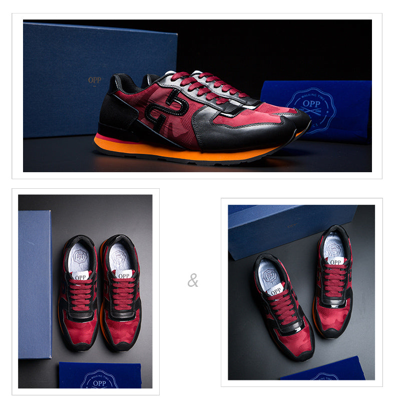 OPP Hommes Chaussures Grande Taille Chaussures de Sport De Mode Hommes Camouflage Chaussures À Lacets Casual Confortable Véritable Sneaker En Cuir - kadopascher.com