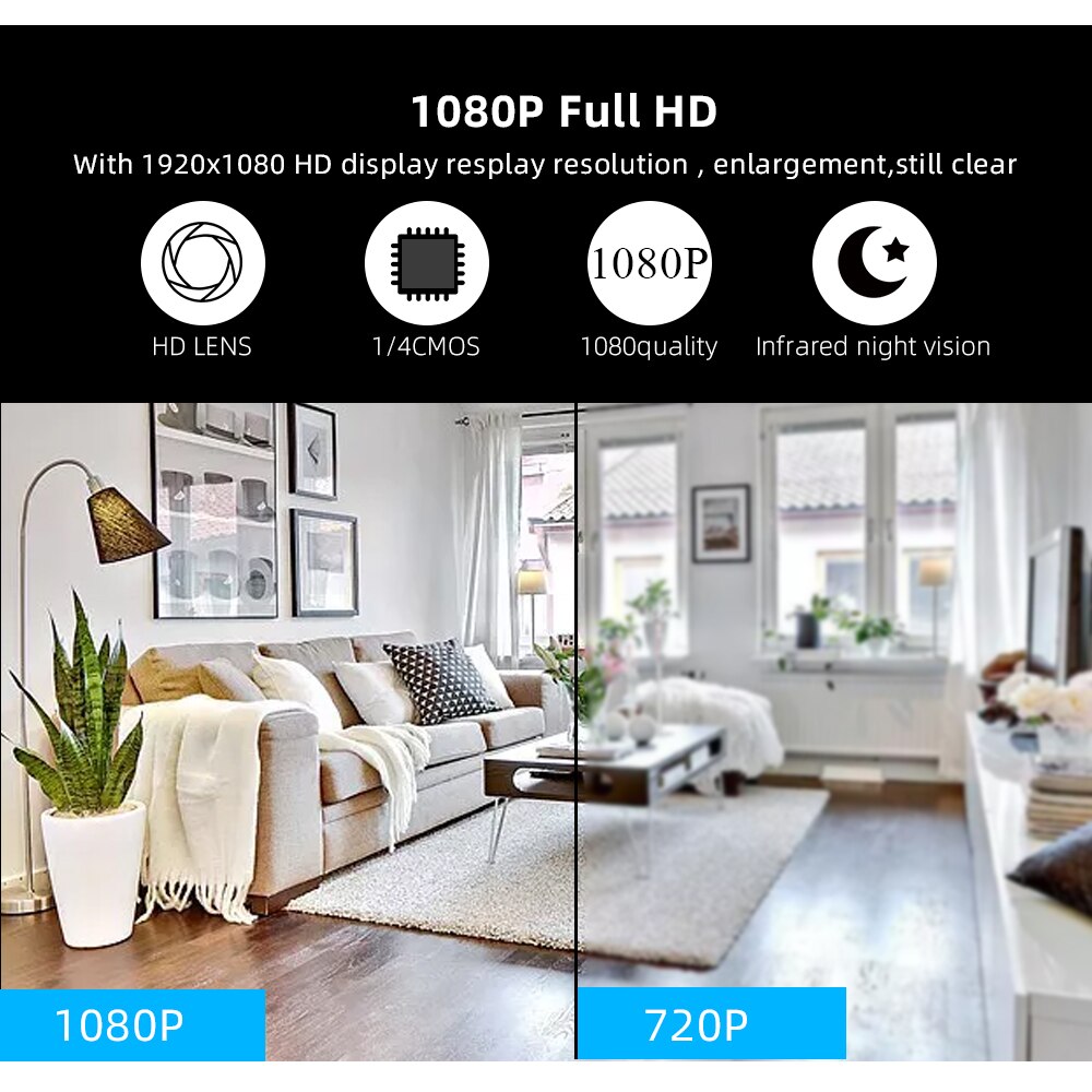SDETER 1080P Sans Fil Mini WiFi Caméra Caméra de Sécurité À Domicile IP CCTV Surveillance IR Vision Nocturne Motion Détecter Bébé Moniteur P2P - kadopascher.com