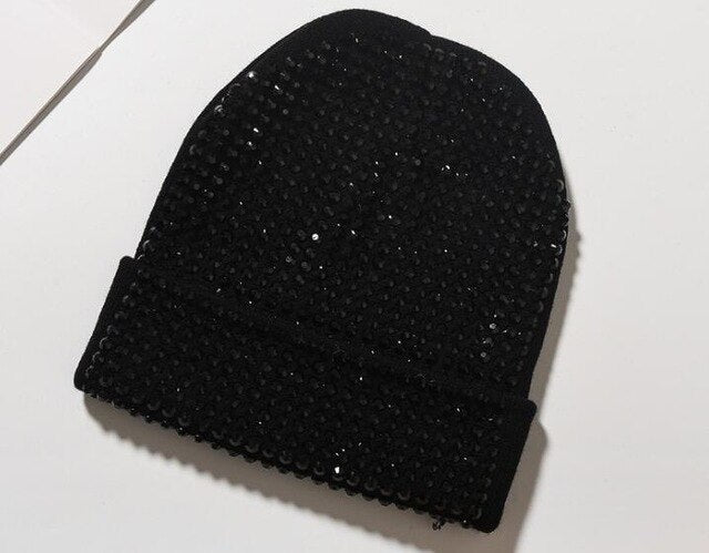 Bonnet femme avec perles / Black Hats with Clear Black Crystals - kadopascher.com