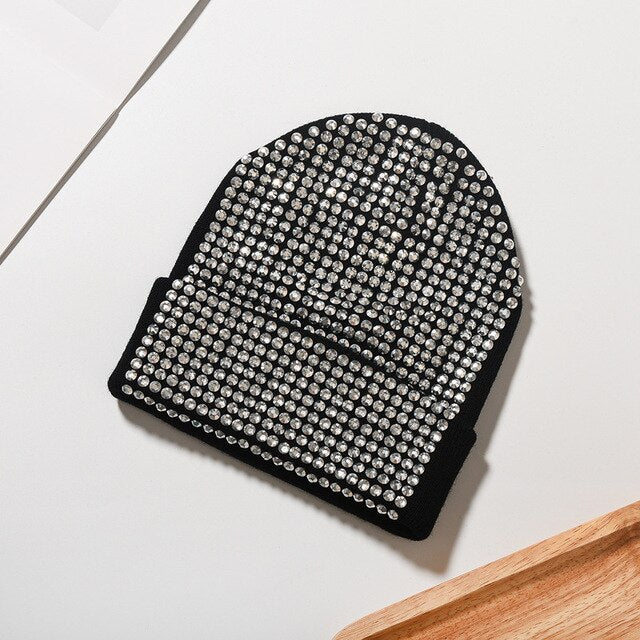 Bonnet femme avec perles / Black Hats with Clear Black Crystals - kadopascher.com