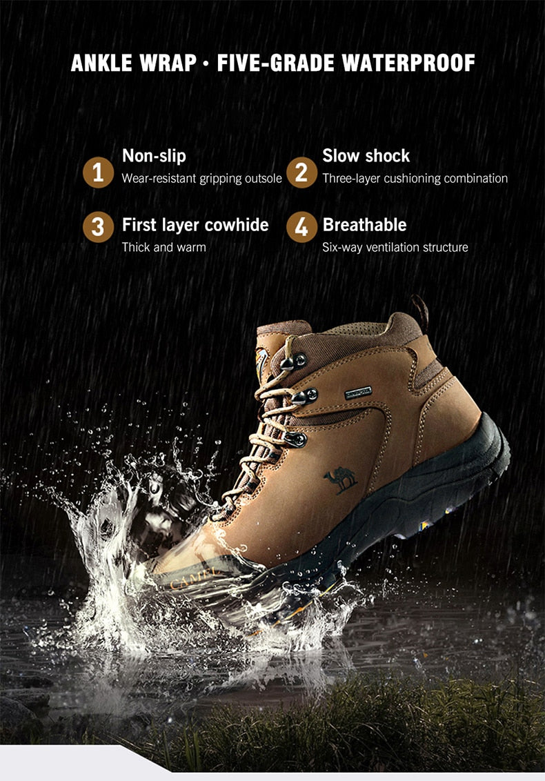 CAMEL Hommes Femmes High Top Chaussures de Randonnée 2019 Durable Imperméable Antidérapant En Plein Air Escalade Trekking Chaussures Militaire Tactique Bottes - kadopascher.com