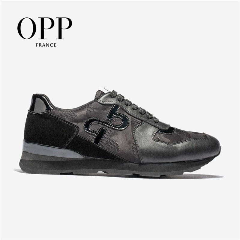 OPP Hommes Chaussures Grande Taille Chaussures de Sport De Mode Hommes Camouflage Chaussures À Lacets Casual Confortable Véritable Sneaker En Cuir - kadopascher.com