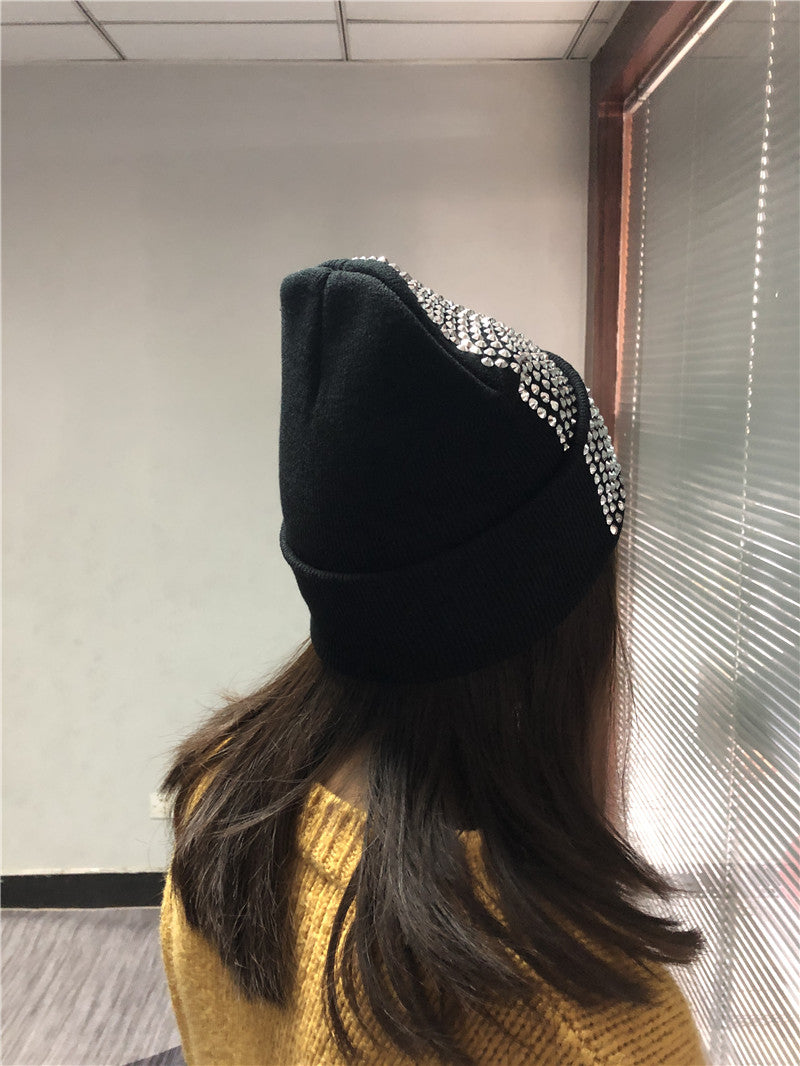Bonnet femme avec perles / Black Hats with Clear Black Crystals - kadopascher.com