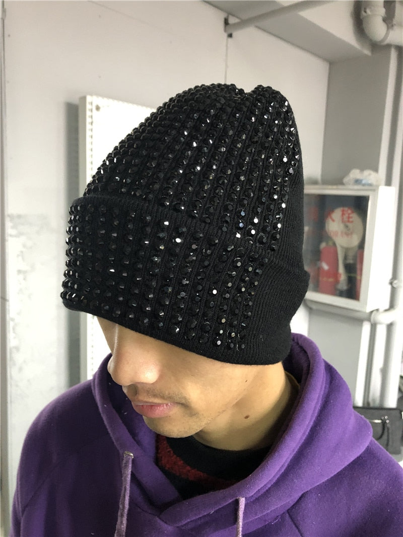 Bonnet femme avec perles / Black Hats with Clear Black Crystals - kadopascher.com