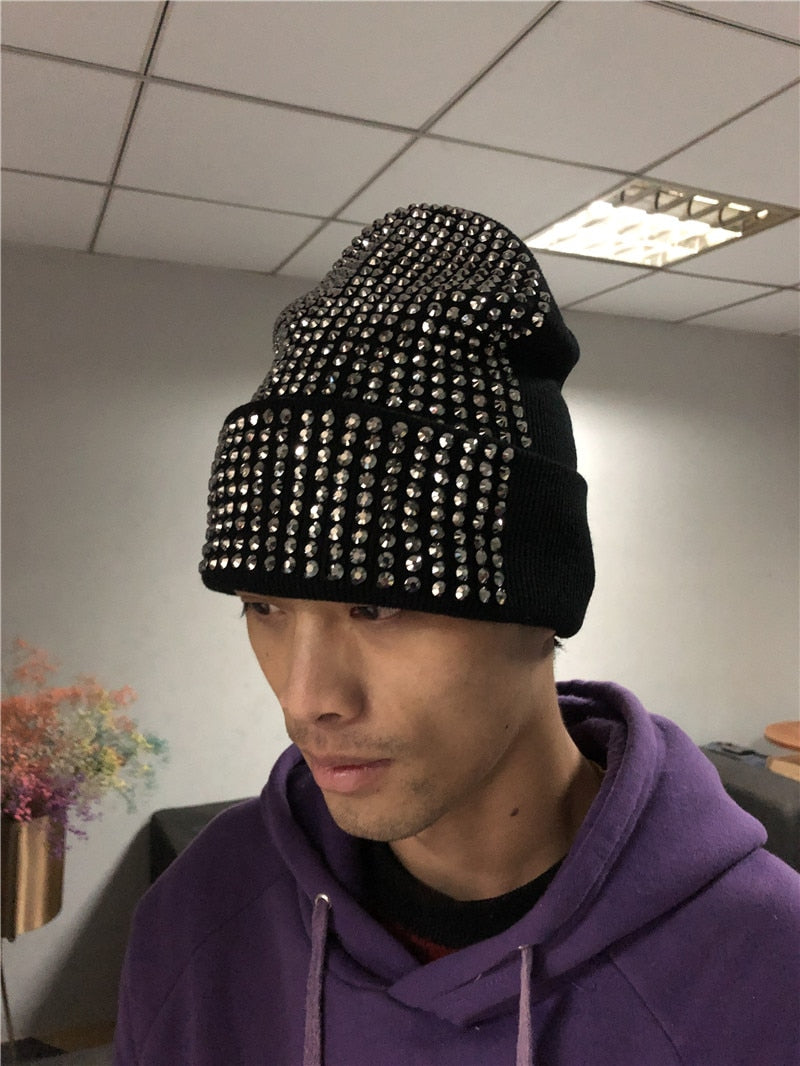 Bonnet femme avec perles / Black Hats with Clear Black Crystals - kadopascher.com