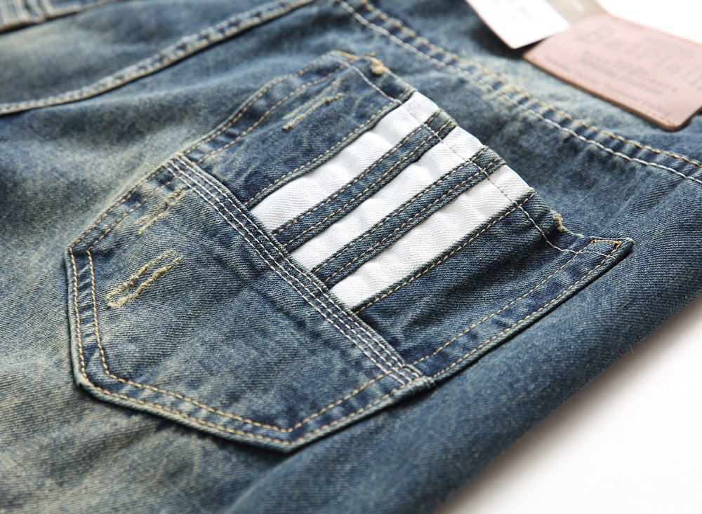 Célèbre Marque Fashion Designer Jeans Hommes coupe Droite Bleu Foncé Couleur Imprimé Hommes Jeans Déchiré Jeans, 100% Coton - kadopascher.com