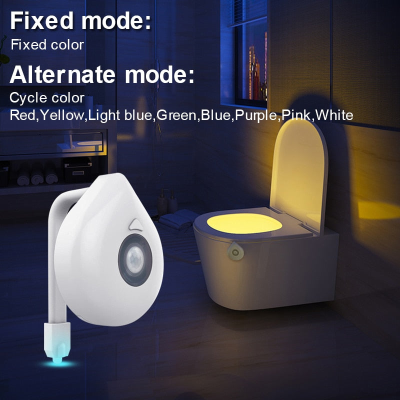 LED Siège de Toilette Night Light Motion Sensor WC Light 8 Couleurs - kadopascher.com