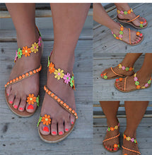 Sandales été chic / Women Sandals Bohemia Style Summer Shoes For Women Flat Sandals Beach Shoes 2019 Flowers Flip Flops Plus Size Chaussures Femme - kadopascher