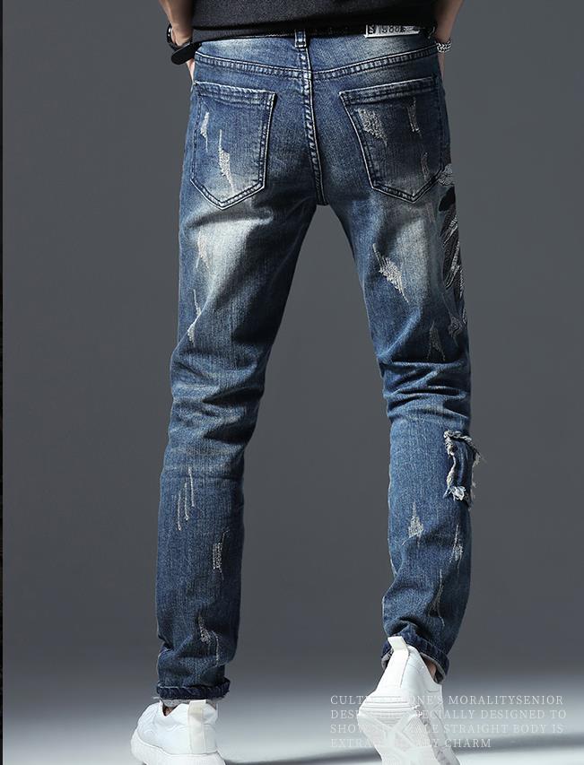 Célèbre marque Fashion Designer Jeans Hommes coupe droite slim Couleur Imprimé Hommes 100% Coton - kadopascher.com