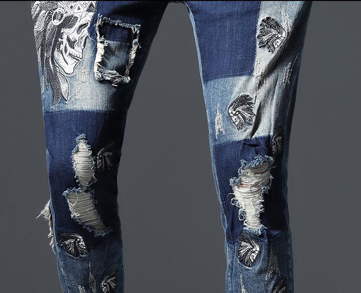Célèbre marque Fashion Designer Jeans Hommes coupe droite slim Couleur Imprimé Hommes 100% Coton - kadopascher.com