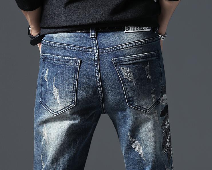 Célèbre marque Fashion Designer Jeans Hommes coupe droite slim Couleur Imprimé Hommes 100% Coton - kadopascher.com