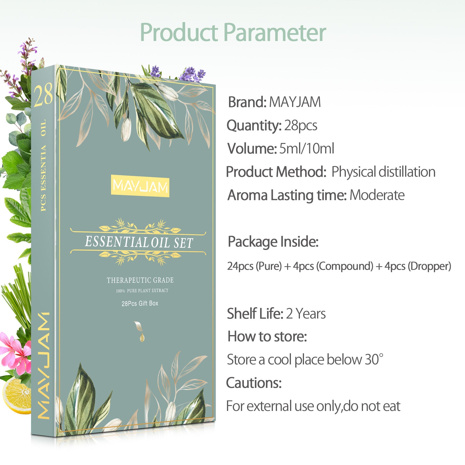 Huiles essentielles 28 flacons senteur du monde / 28pcs Pure Natural Essential Oils Gift Set Massage Shower Diffuser Aroma Oil Lavender Vanilla Sage Jasmine Rose Stress Relief - kadopascher