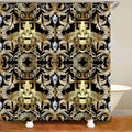 Habillage Salle de bain luxueux / 3D Luxury Black Gold Greek Key Meander Bathroom Curtains Shower - kadopascher