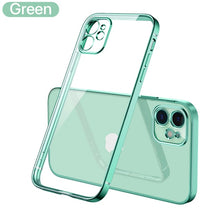 Coque luxe Apple série limitée / Luxury Plating Square Frame Silicone Transparent Case on For iPhone 11 12 13 Pro Max Mini - kadopascher