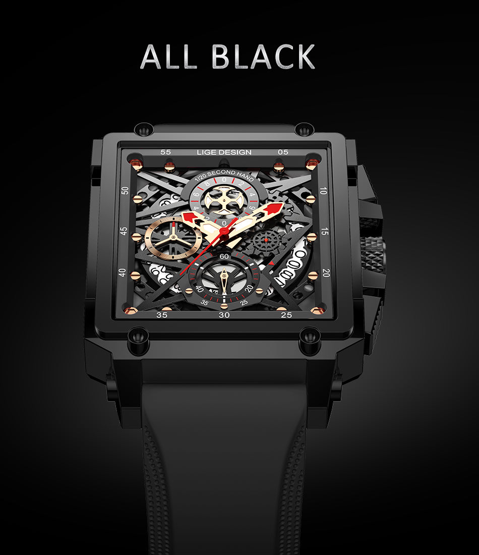 Montre luxe LIGE 2023 Top Brand Luxury Mens Watches Square Digital Sports Quartz Wrist Watch for Men Waterproof Stopwatch Relogio Masculino - kadopascher