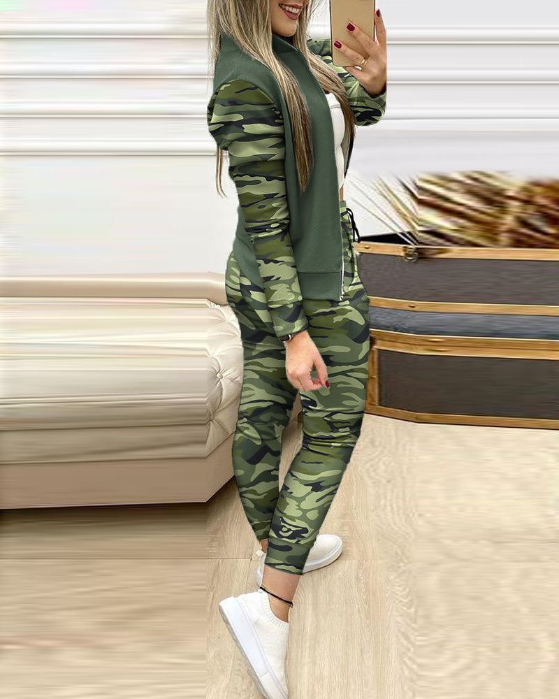 Ensemble 2 pieces pour femme / 2 Piece Set Autumn Winter Zipper Jacket + Long Pants Sports Suit Female Sweatshirt Sportswear Suit For Woman - kadopascher