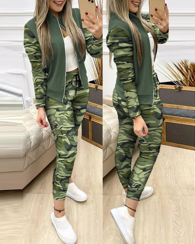 Ensemble 2 pieces pour femme / 2 Piece Set Autumn Winter Zipper Jacket + Long Pants Sports Suit Female Sweatshirt Sportswear Suit For Woman - kadopascher