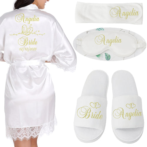 Nuisette en soie à votre nom / Woman Bachelorette Preparewear / Personalized Date Robe Women Weding - kadopascher