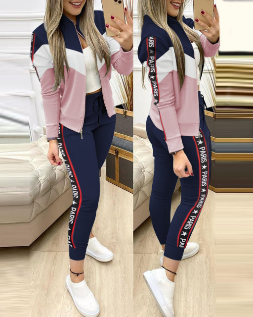 Ensemble 2 pieces pour femme / 2 Piece Set Autumn Winter Zipper Jacket + Long Pants Sports Suit Female Sweatshirt Sportswear Suit For Woman - kadopascher