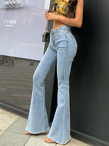 Flare Jeans Pants Women’s Vintage Denim y2k Jeans Women High Waist Fashion Stretch tall and thin Trousers streetwear retro Jeans - kadopascher