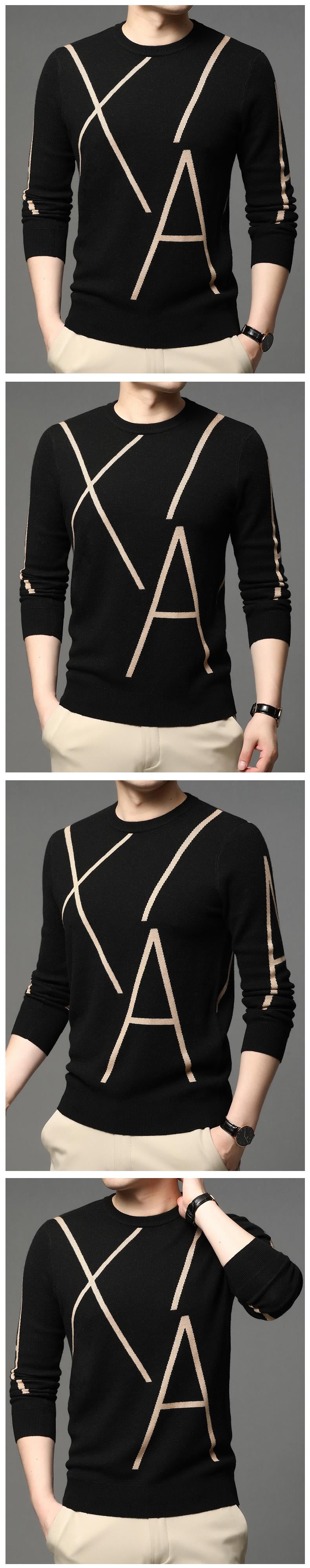 2022 nouvelle marque de mode tricot haut de gamme concepteur hiver laine pull noir pull pour homme Cool automne décontracté pull hommes vêtements - kadopascher