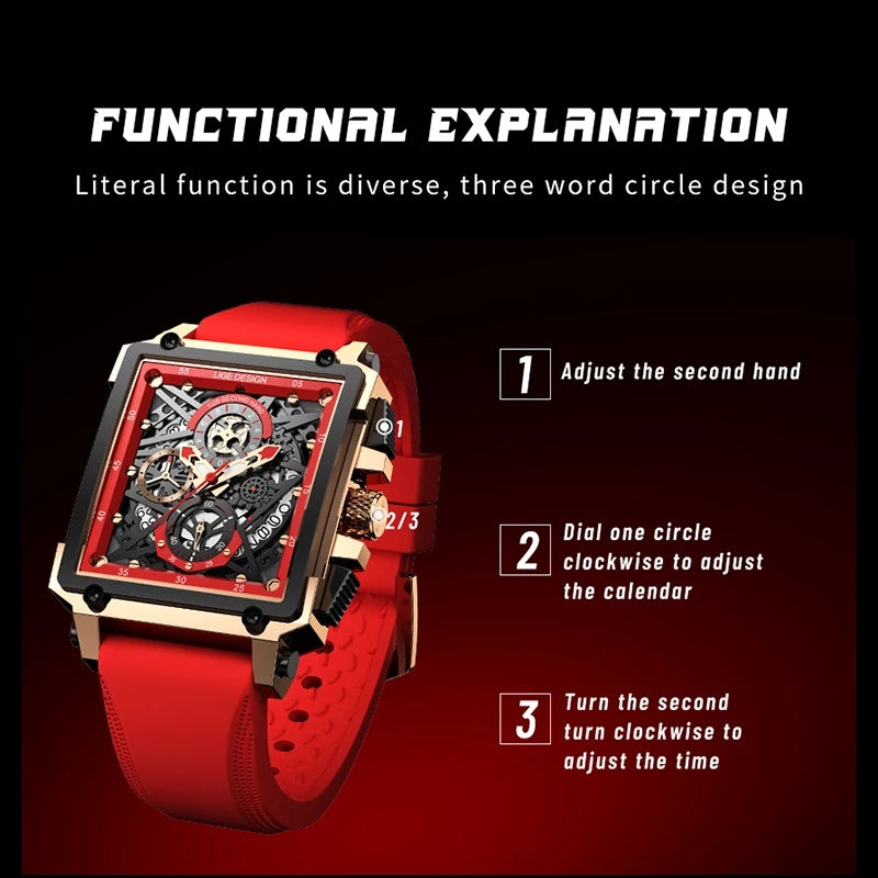 Montre luxe LIGE 2023 Top Brand Luxury Mens Watches Square Digital Sports Quartz Wrist Watch for Men Waterproof Stopwatch Relogio Masculino - kadopascher