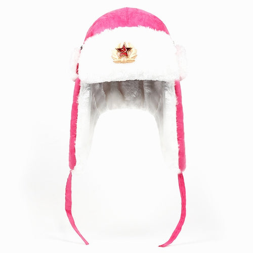 Bonnet chapeau / Armée soviétique Badge militaire Russie / Bomber Chapeaux Pilote Trappeur Aviator Cap Hiver Faux Lapin Fourrure / Casquettes de Neige - kadopascher.com