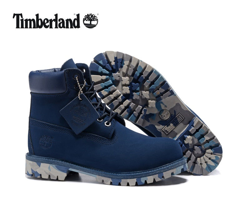 TIMBERLAND Hommes Brand New 10061 Camouflage Militaire En Plein Air Martin Bottes, Homme haut-haut En Cuir Cheville Bleu Foncé Chaussures Décontractées 40-45 - kadopascher.com