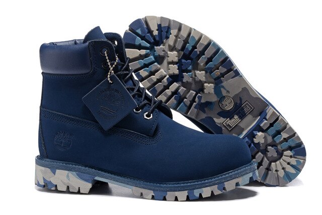TIMBERLAND Hommes Brand New 10061 Camouflage Militaire En Plein Air Martin Bottes, Homme haut-haut En Cuir Cheville Bleu Foncé Chaussures Décontractées 40-45 - kadopascher.com