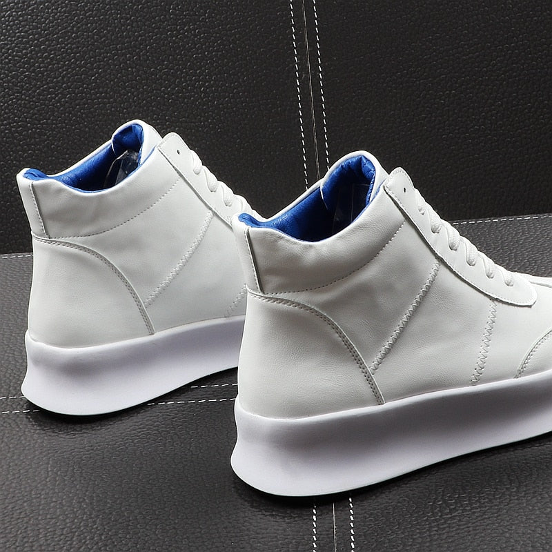 CuddlyIIPanda New Luxury Brand Men Fashion High Top Sneakers Spring Autumn Casual High Shoes Men Leather Boots Microfiber Shoes - kadopascher.com