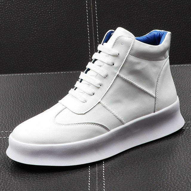 CuddlyIIPanda New Luxury Brand Men Fashion High Top Sneakers Spring Autumn Casual High Shoes Men Leather Boots Microfiber Shoes - kadopascher.com