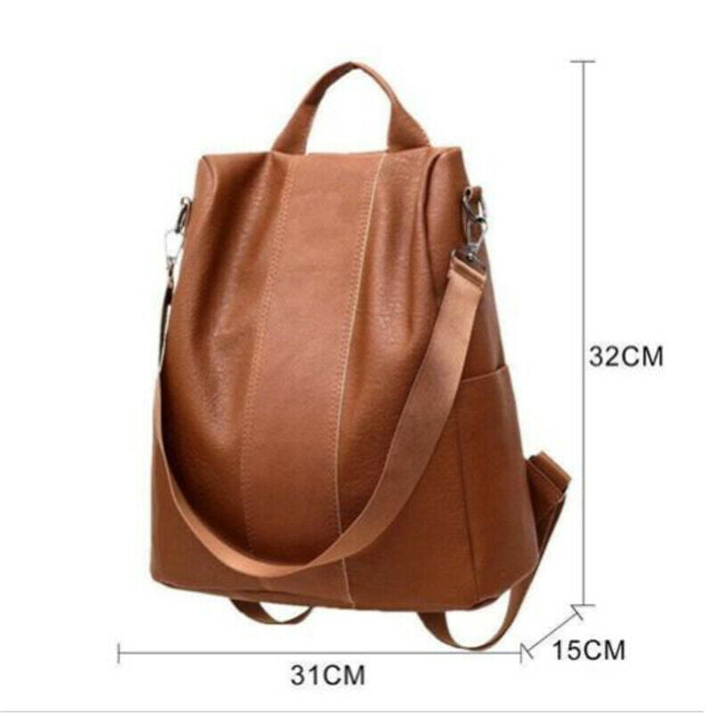 Sac à dos anti-vol féminin classique en cuir PU couleur unie sac à dos canta mode sac à bandoulière - kadopascher.com