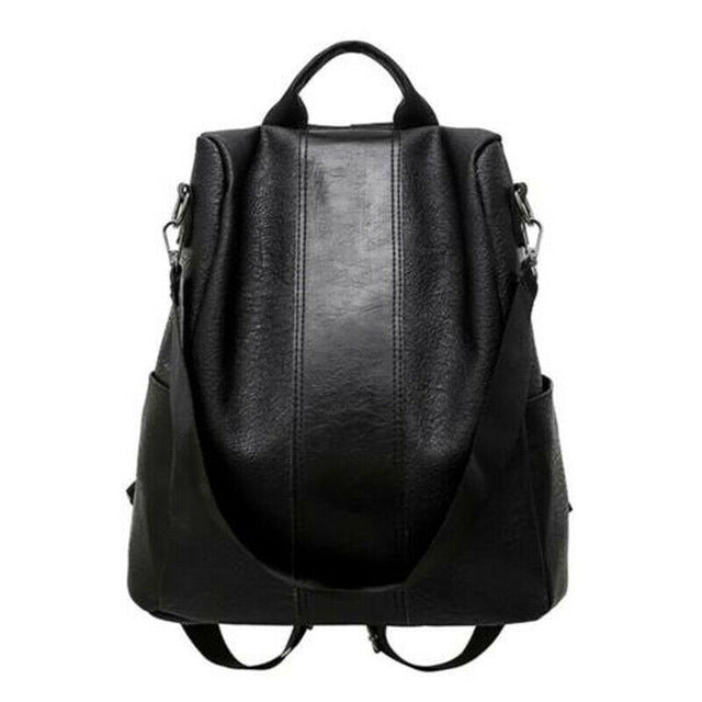 Sac à dos anti-vol féminin classique en cuir PU couleur unie sac à dos canta mode sac à bandoulière - kadopascher.com